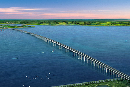 上海崇明至江蘇啟東長江公路大橋奠基